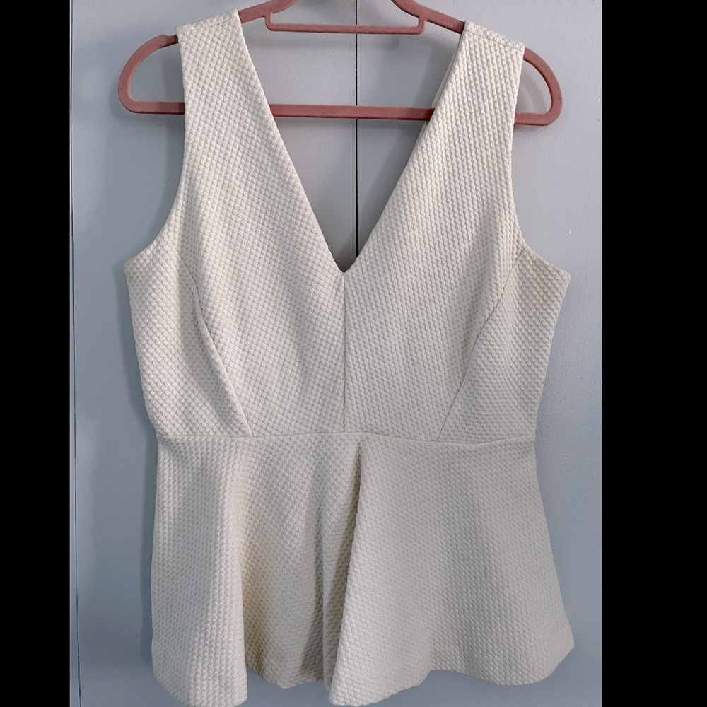 H&M white, textured peplum and top